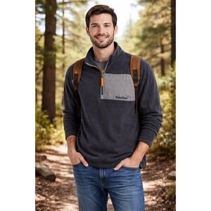 Timberland Mens Quarter Zip Fleece Pullover‎ Charcoal Gray Medium Outdoor Hiking